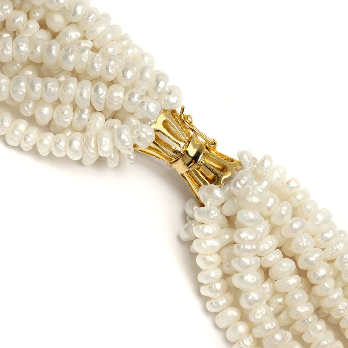 Foto 2 - Dekorative 12 reihige Perlenkette mit 14K Gold Schließe, R8368